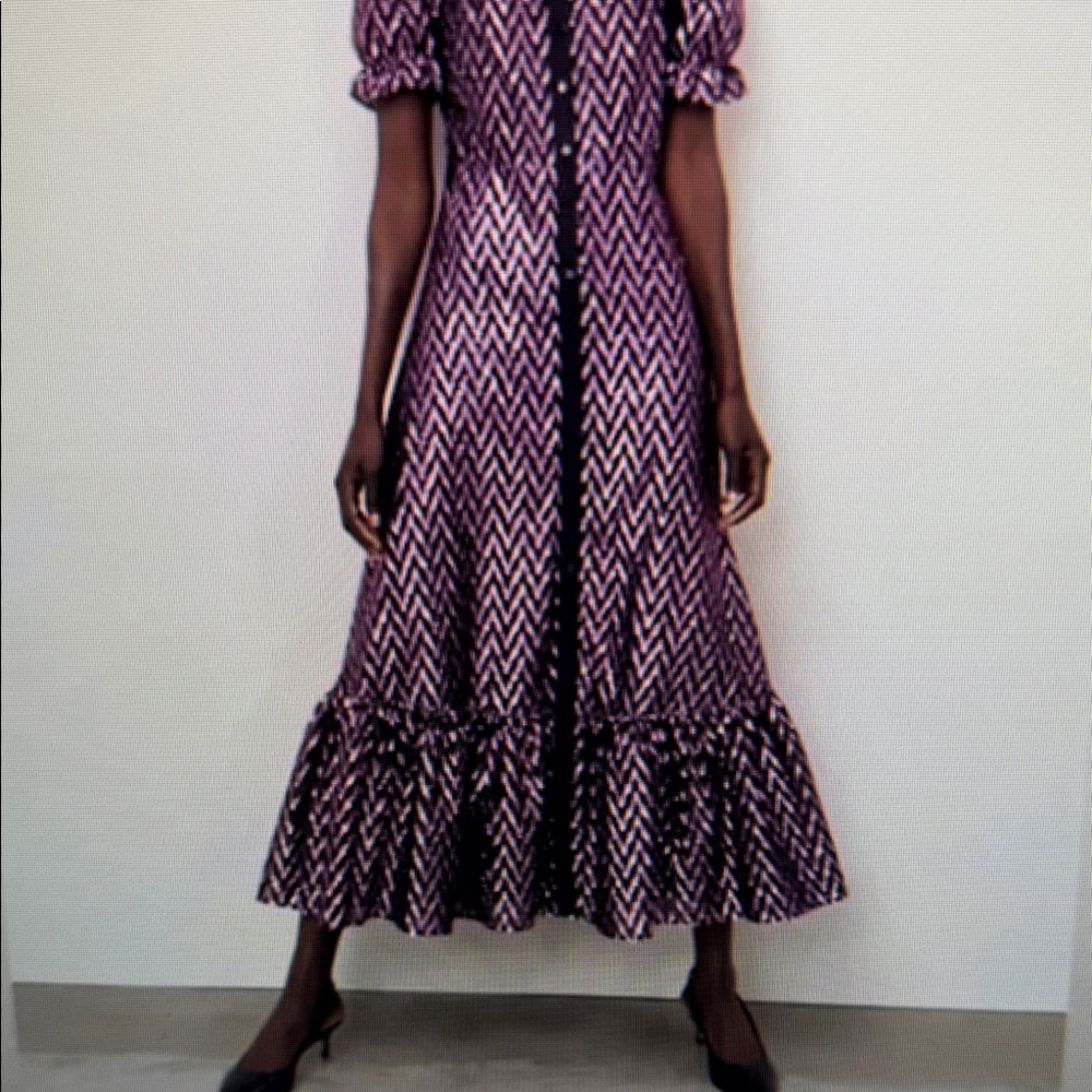 NWT Zara Black and Pink Metallic Chevron Maxi Dress - Picture 7 of 7